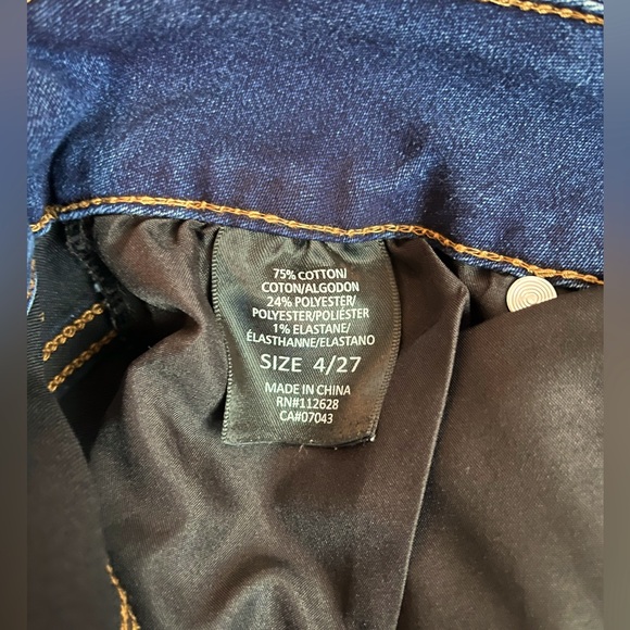 Tahari•Dark Blue Comfort Luxe Double Button Skinny Stretch Denim - Picture 9 of 9